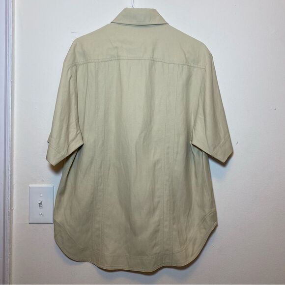 LouLou Studio NEW Moheli Viscose/Linen Short Sleeve Button Down Shirt Tan Sz XS - Picture 11 of 14